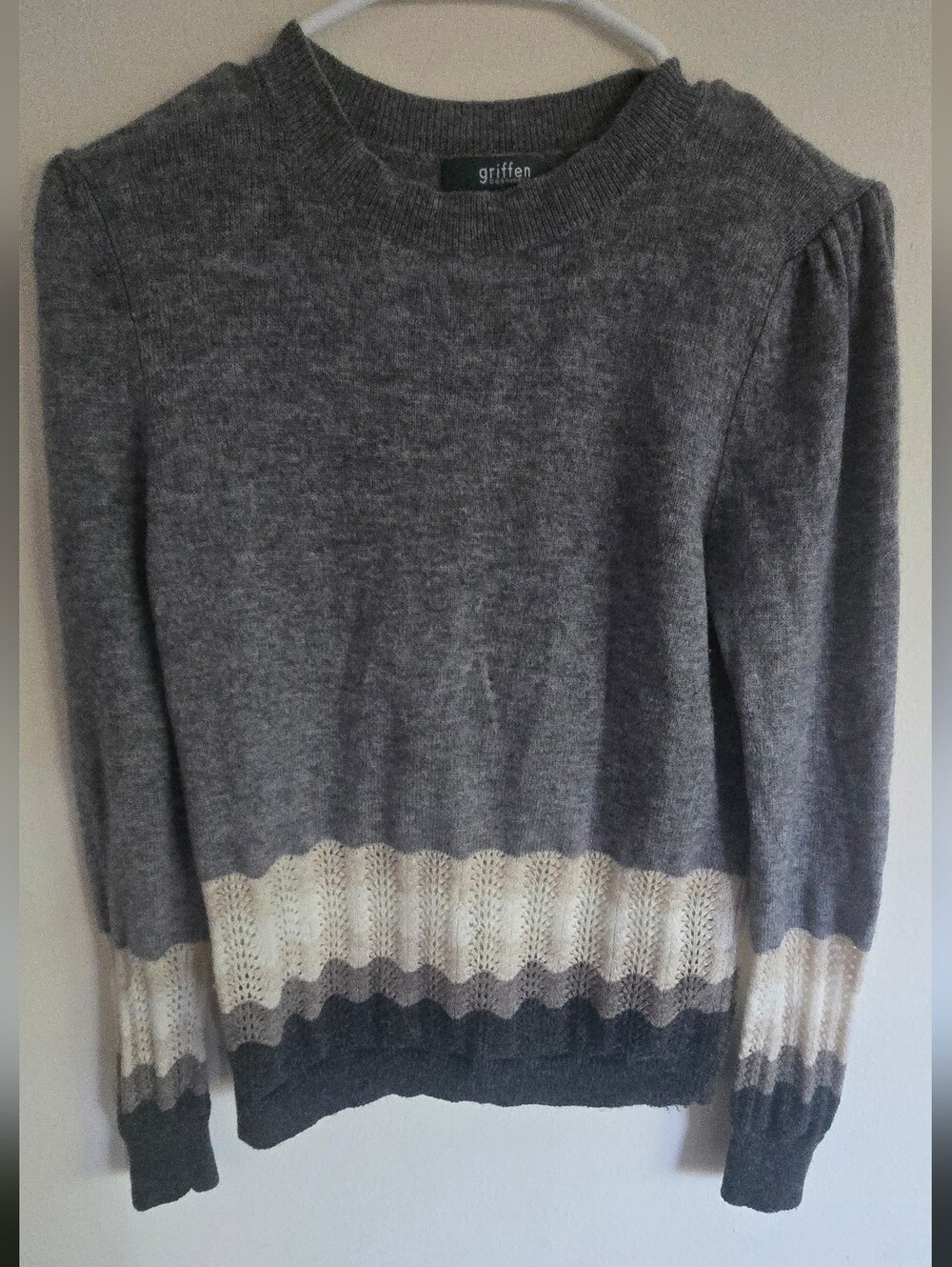 Griffen Cashmere Gray Wool-Cashmere Crewneck Sweater